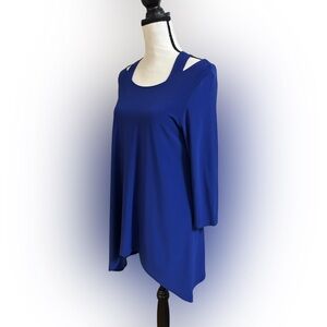 CLARA SUN WOO Royal Blue Asymmetrical Long Sleeve Top